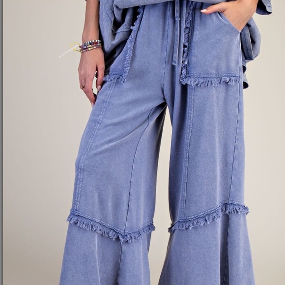 💕 Coming Soon! Easel Stylish Blue Wide-Leg Pants - Picture 3 of 6